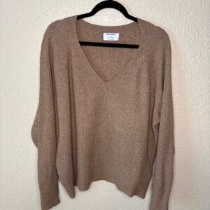 Old Navy Brown Over Sized Pull Over V-Neck Long Sleeve Sweater Women's Size XL